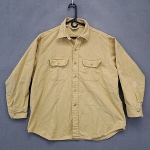 Frostproof Mens Tan Long Sleeve Button Up Shirt Made in USA XL Chamois 60s 70s